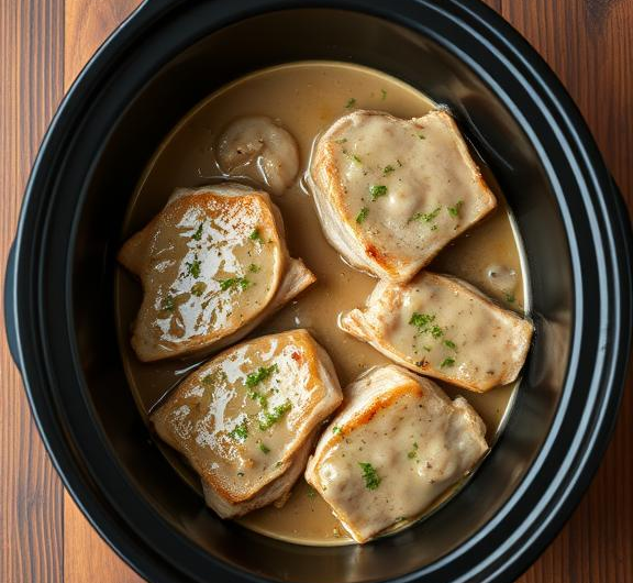 Classic Slow Cooker Pork Chops and Gravy
