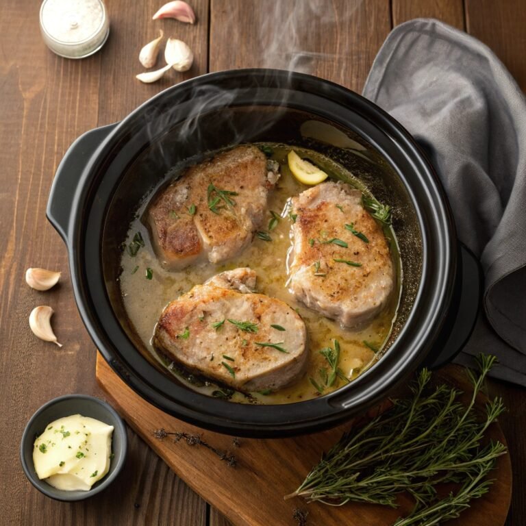 Garlic Butter Slow Cooker Pork Chops