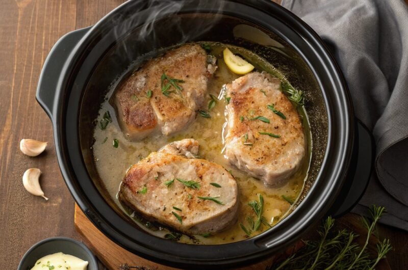 Garlic Butter Slow Cooker Pork Chops