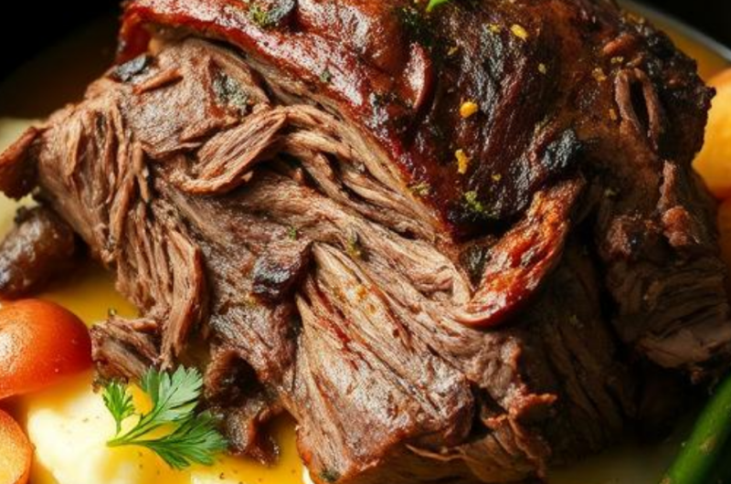 Slow Cooker Lemon Garlic Pot Roast – Bright, Zesty, and Aromatic