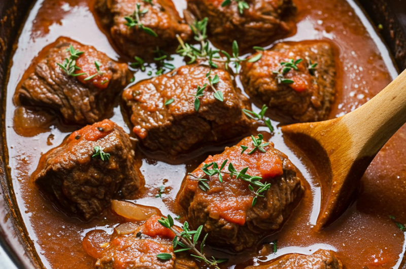 Slow Cooker Italian Beef Stew with Tomatoes and Herbs