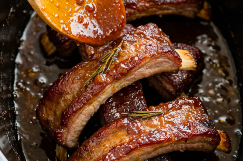 Maple Bourbon Glazed Ribs - Slow Cooker