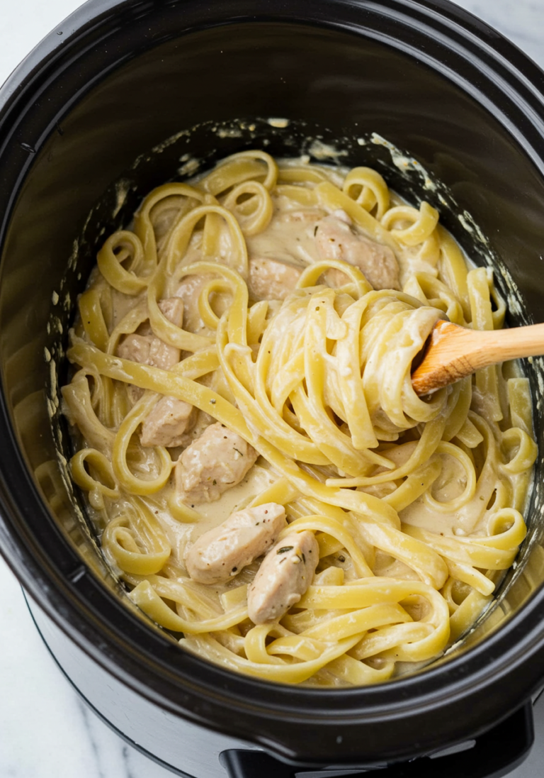 Slow Cooker Chicken Alfredo Pasta