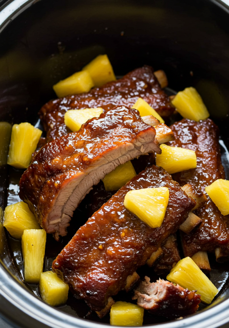 Slow Cooker Brown Sugar & Pineapple Ribs